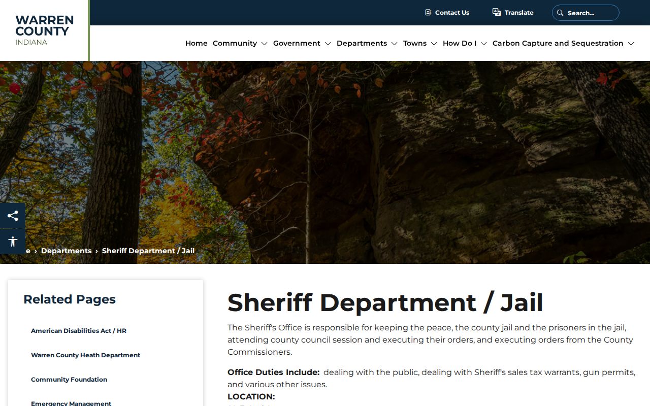 Official Warren County Sheriff Department and Jail contact page